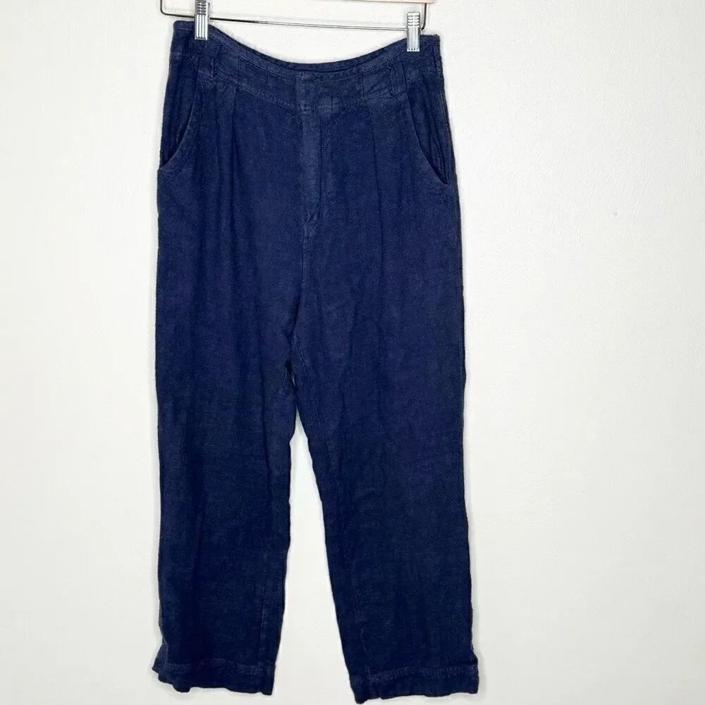 Free People Navy Blue Linen Blend Ankle Pants - Women’s US 6